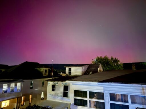 The Northern Lights from the stairs leading to my garage.