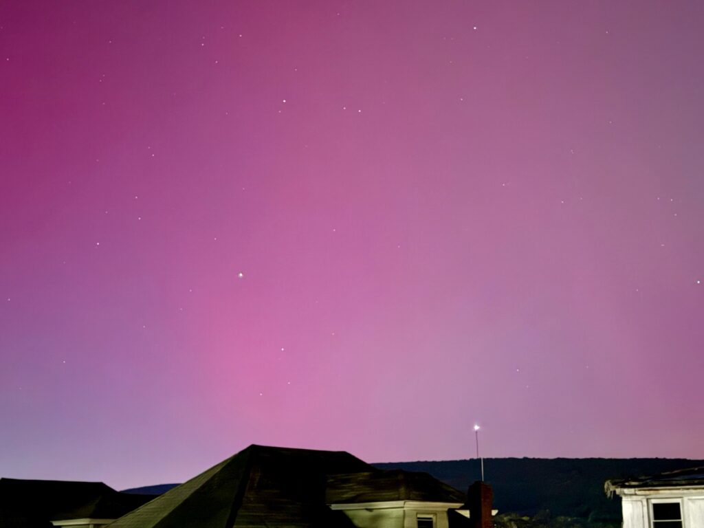 The Northern Lights from the stairs leading to my garage.