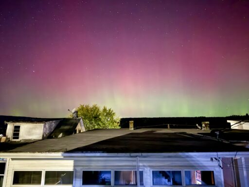 The Northern Lights from the stairs leading to my garage.