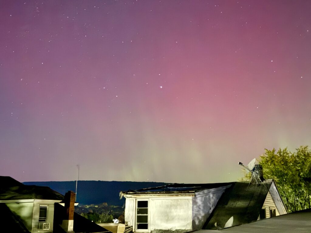 The Northern Lights from the stairs leading to my garage.